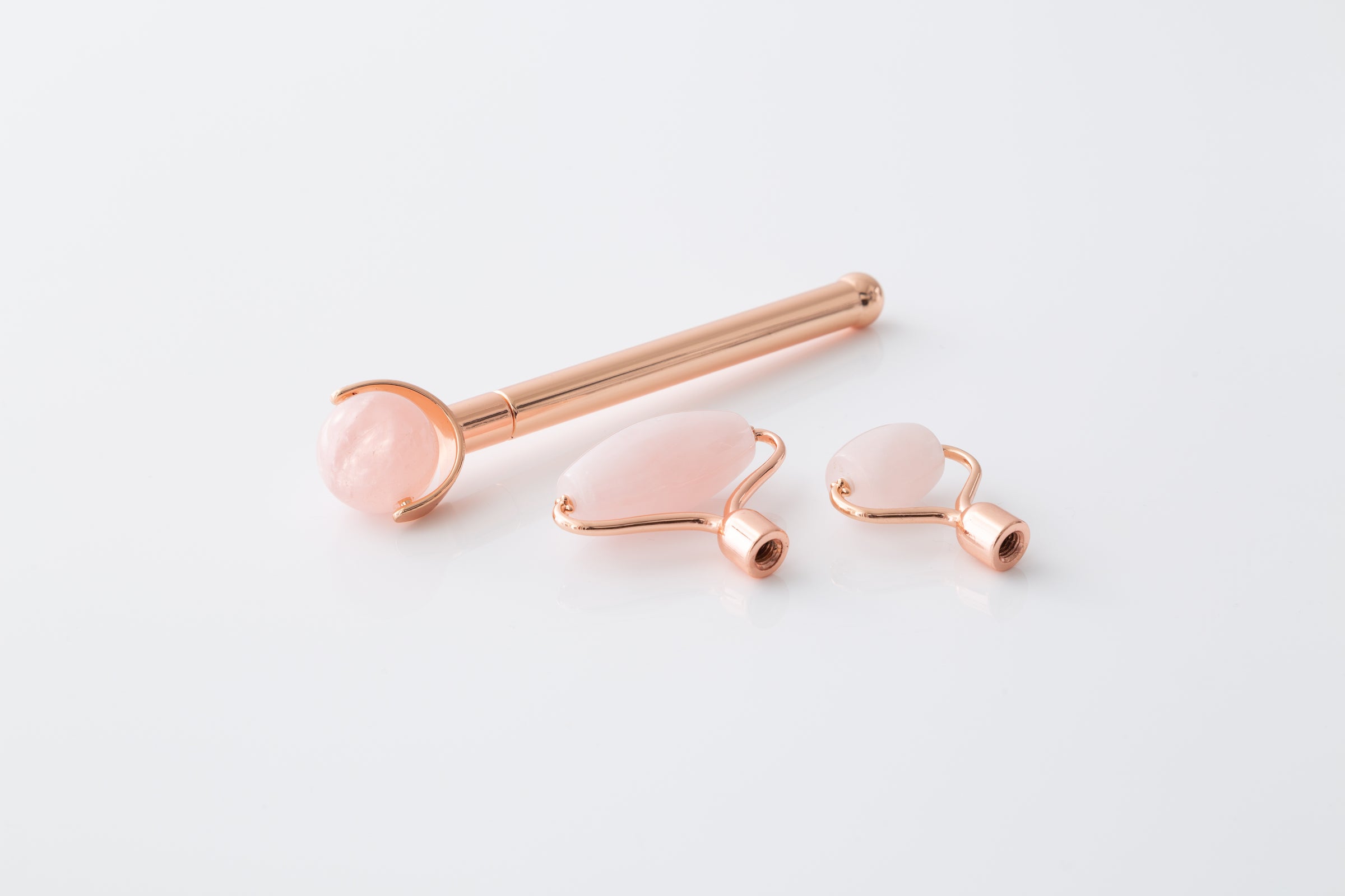 Rose Quartz Detachable 3-Head Face Roller